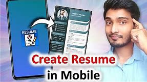 Mobile se Resume kaise banaye | How to make professional Resume in mobile | Create CV