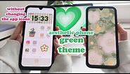 make you homescreen aesthetic without changing the app icons ♡ green theme ♡ samsung galaxy
