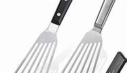 KSENDALO Spatula Set Stainless Steel Thin Metal Egg Spatula Flipper Slotted Frying Turners for Cooking 2pack (11.8inch)