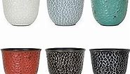 Worth Garden Plastic Round 8 Inch Planters for Indoor Plants Set of 6 Outdoor Resin Flower Pots Colorful with Drainage Hole Rubber Plug Retro Appearance Home Christmas Decorative Containers Multicolor