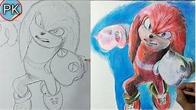 How to draw Knuckles // Full Outline and Coloring tutorial || #sonic
