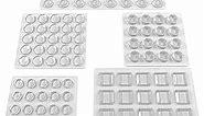 Self Adhesive Cabinet Door Bumpers - 118 pcs Sticky Silicone Clear (Round, Spherical, Square) Rubber Bumpers - Cabinet Bumpers for Wall Protection, Kitchen Furniture, Decor, Drawer Stops Vellax
