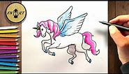How to Draw a Unicorn with Wings step by step easy for beginners