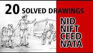 20 MEMORY DRAWINGS FOR NID/NIFT/CEED/NATA Examination