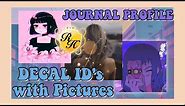 Decal IDs/Codes for Journal Profile with Pictures (PART 1) FT. BTS AND MORE | Royale High Journal