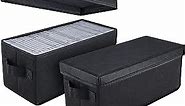 UENTIP CD Storage Boxes - Pack of 2 CD Case Holder - 13.2" x5.9" x 5.3", Container holds 30 CDs in full jewel cases, 60 CDs in slim cases, and 165 discs in CD sleeves - Black (2 Pack)