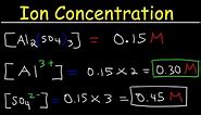Ion Concentration in Solutions From Molarity, Chemistry Practice Problems