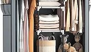 VTRIN Portable Closet Wardrobe for Hanging Clothes with 2 Hanging Rods and 8 Storage Organizer Shelves,Sturdy Large Wardrobe Closet for Bedroom Free Standing Clothes Rack with Cover,Grey