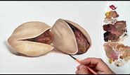Pistachio Drawing Step by Step,How to Draw Realistic Pistachio pistachio nuts,3D Pistachio Drawing