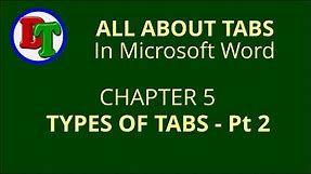 Tabs In Word - Decimal and Bar Tabs - Chapter 05