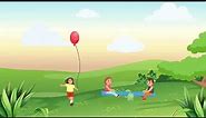 🌳🎶 Cartoon Kids Playing in Park Animated VJ Loop Video Background for Edits