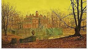 John Atkinson Grimshaw Prints - The Haunted House Poster - Realism Wall Art - Fine Art Vintage Retro - Natural Landscape Poster Canvas Pictures for Living Room, Bedroom, Home, Office Decor Unframed (The Haunted House)