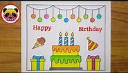 Happy Birthday Drawing / Birthday Drawing / Birthday Card Drawing / Handmade Birthday Card Easy