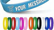 Personalized Silicone Wristbands Bulk with Text Message Custom Rubber Bracelets Customized Rubber Band Bracelets for Events, Motivation,Fundraisers, Awareness,Blue