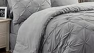 Bedsure California King Comforter Set - Cal King Bed Set 7 Pieces, Pinch Pleat Grey Cali King Bedding Set with Comforter, Sheets, Pillowcases & Shams
