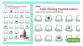 Cake Missing Capital Letters Worksheet