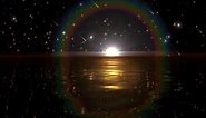 Golden Ocean Horizon Shooting Stars Night Sky Motion Background