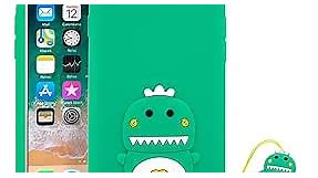 MEGANTREE iPhone SE 2022 case, Cute iPhone SE 2020 case, Dinosaur iPhone 7 case, iPhone 8 case, Animal iPhone 6s case, Funny iPhone 6 case, 3D Cartoon Soft Silicone Cover for Girls Boy Kids Women