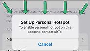 To enable personal hotspot on this account contact carrier iphone ios | Set up Personal Hotspot