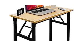 Need Folding Desk Small Desk 31 1/2" No Assembly Foldable Computer Desk for Small Space/Home Office/Dormitory,Teak&Black Frame