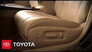 2011-2012 Avalon How-To: Seats | Toyota