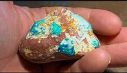 Uncut gem opal cluster in sandstone. Let's see what’s inside!