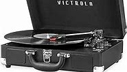 Victrola Vintage 3-Speed Bluetooth Portable Suitcase Record Player with Built-in Speakers | Upgraded Turntable Audio Sound|Black, Model Number: VSC-550BT-BK