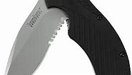 Kershaw Clash Serrated Pocket Knife, 3” Stainless Steel Blade with Assisted Opening, Glass-Filled Nylon Handle with Deep-Carry Reversible Pocketclip, Small Folding Knife