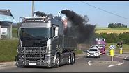 Truckshow Ciney 2023 with Scania V8 open pipes sound and other beautiful sounding trucks