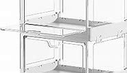 PRANDOM Stackable Clear Storage Bins with Lids,70 Qt Plastic Collapsible Organizer Containers Boxes with Doors for Closet Living Room Bedroom White 15x11.2x8.7 x 3-Pack