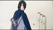 How To Draw Sasuke (Adult) - Step By Step (Tutorial) - Boruto