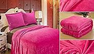 Home Must Haves Solid Hot Pink Affordable Fleece Super Soft Warm Cozy Plush Premium Sofa Couch Picnic Bed Queen Size 80" x 80"