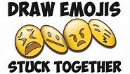 How to Draw Emojis - 3D Cool Emoji Faces Frowning Kissing Angry Meh Emoji Faces