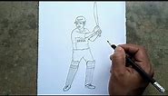 How to draw a batsman step by step ll easy cricket player drawing ll