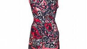 Forever 21 Pink Red Plants Floral Scoop Neck Sleeveless A-Line Mini Dress Size L