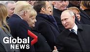 Russian president Vladimir Putin arrives last to Armistice ceremony