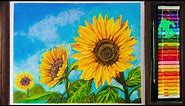 Oil pastel drawing sunflower [with camel oil pastels]