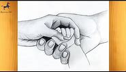 How to draw baby's hand in parent's hand || How to draw Holding Hands