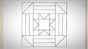 Geometric Line Art in Square | Easy Square Line Art for Kids | Geometric Square Design Step by Step