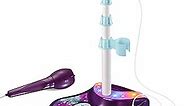 Karaoke Machine for Kids, 2 Microphones, Speaker And Adjustable Stand, Gifts for girl & Toddlers, Sing Along Mini Microphone With Music, Flashing Lights & Pedals, Gift for Girls Ages 3 4 5 6 Years Old
