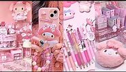 pink cute stationery organization | Sanrio stationery haul| ASMR