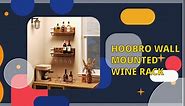 HOOBRO Wall Mounted Wine Rack 2 Pack, Wine Shelf Hanging Floating Wall Shelves, Wine Glass Bottle Rack Stemware Holder, for Living Room, Dining Room, Kitchen, Rustic Brown and Black BF28BJ01