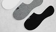 Polo Ralph Lauren 3 pack invisible socks in white, grey, black with pony logo | ASOS