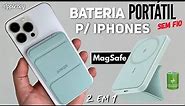 Está Bateria 🔋Portátil Sem Fio (MagSafe) p/ iPhones é 2 em 1 e é melhor q da Apple 