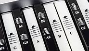 Piano and Keyboard Music Note Full Set Stickers for White and Black Keys; Transparent and Removable; Made in USA