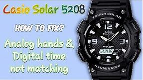 Casio Solar 5208 Calibration (Sync) Hands and Digital display not matching [aq-s810w]