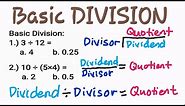 Basic Division: Dividend Divisor Quotient