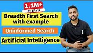 Breadth First Search with example | Uninformed Search | Artificial Intelligence