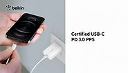 Belkin 25-Watt USB-C Wall Charger, Power Delivery PPS Fast Charging for Apple iPhone Series, Galaxy S23, iPad, AirPods & More