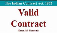 Valid Contract, Essentials of Valid Contract, The Indian Contract Act 1872, Business law, bba, mba